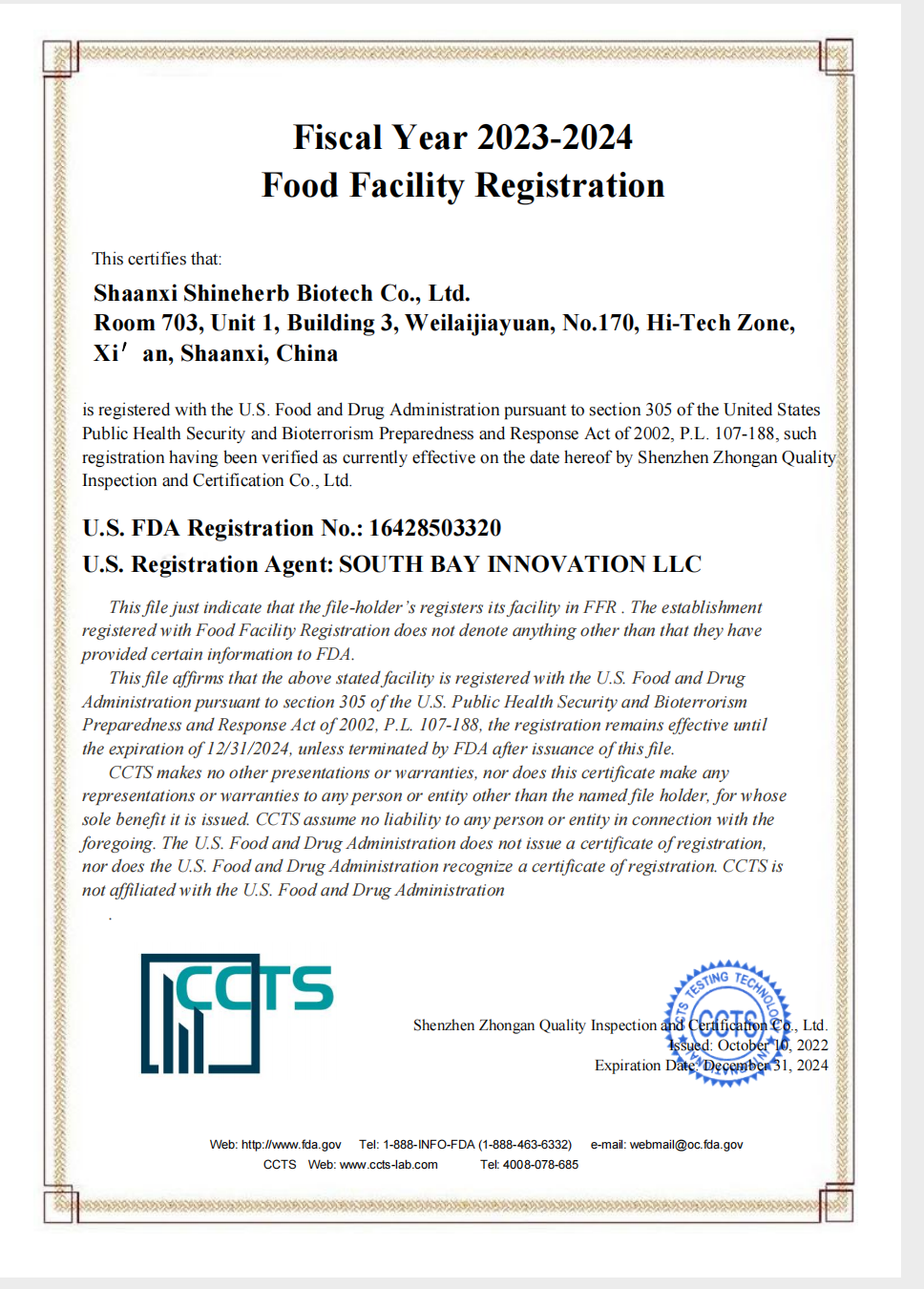 case-Shaanxi Shineherb Biotech Co., Ltd.